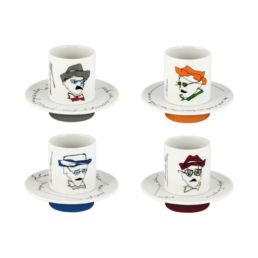 Vista Alegre Heteronimos Coffee Cups & Saucers By Catarina Pestana - Set of 4