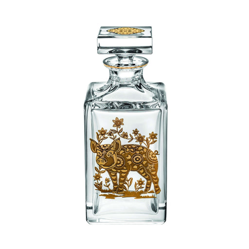 Vista Alegre Golden Whisky Decanter with Gold Pig