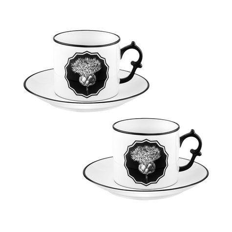 Vista Alegre Christian Lacroix - Herbariae Tea Cups And Saucer White By Christian Lacroix - Set of 2