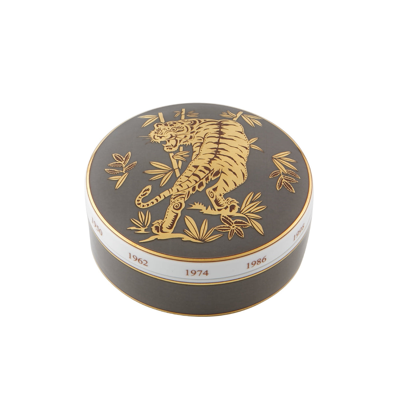 Vista Alegre Golden Large Round Box Tiger