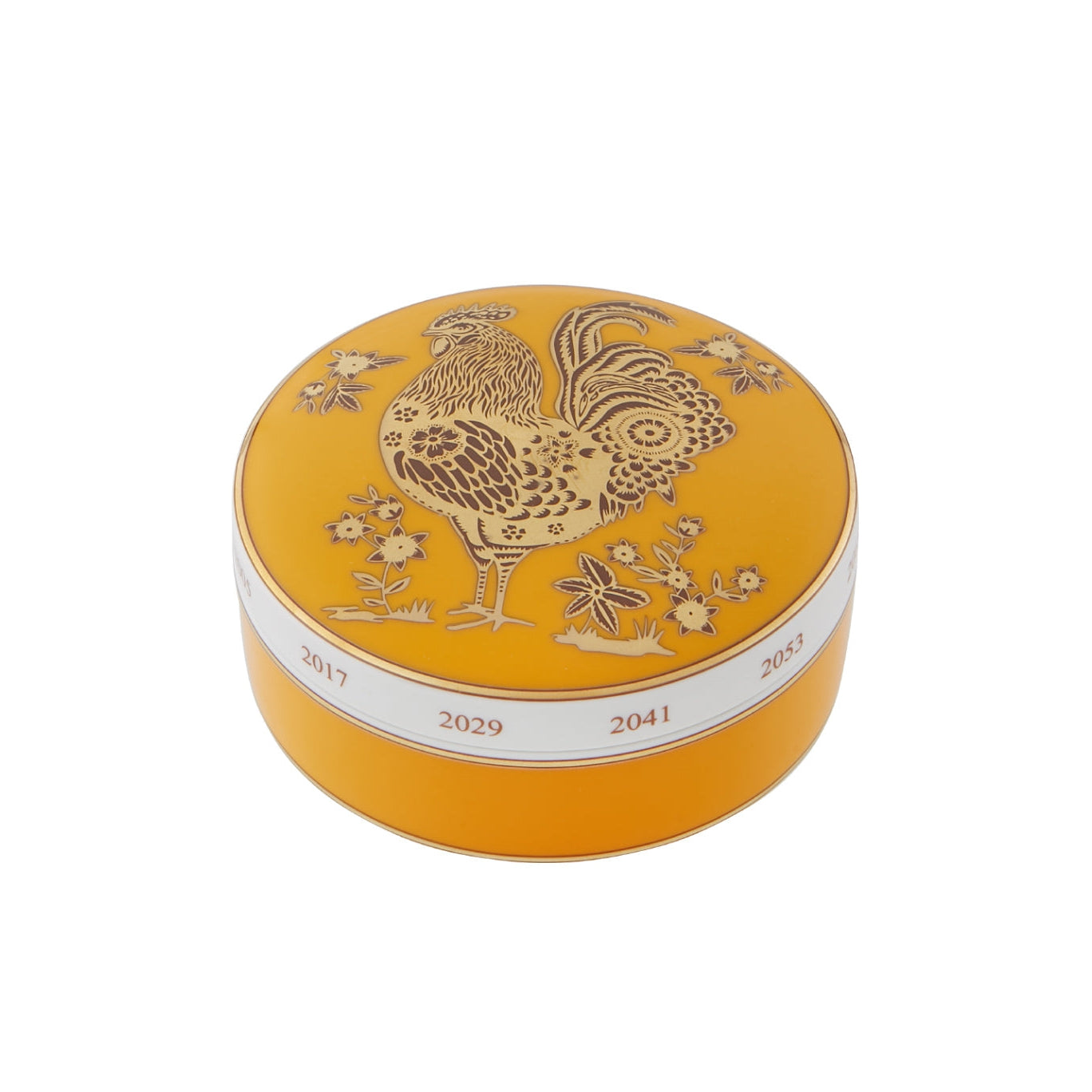 Vista Alegre Golden Large Round Box Rooster