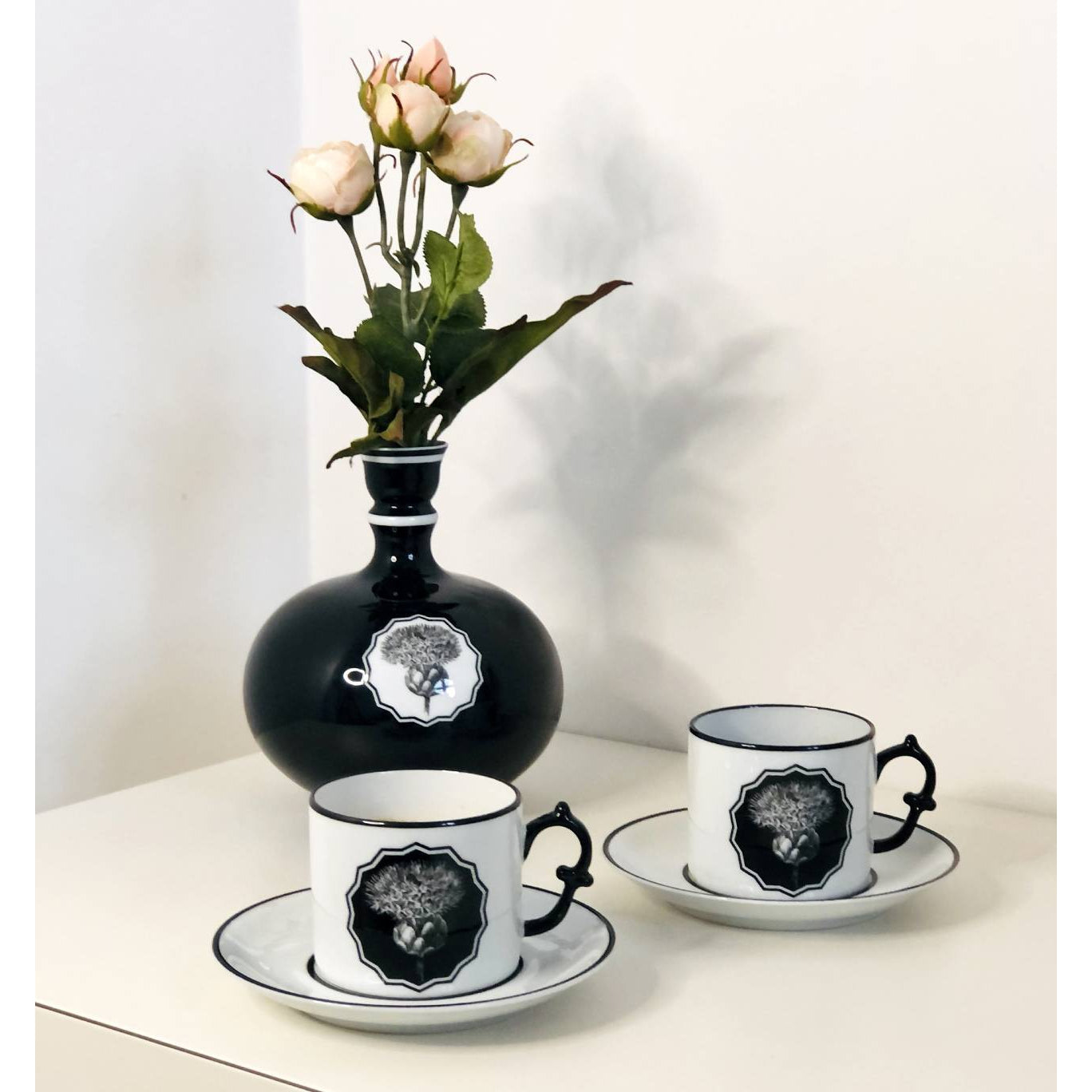 Vista Alegre Christian Lacroix - Herbariae Tea Cups And Saucer White By Christian Lacroix - Set of 2