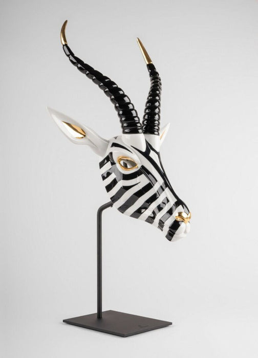 Lladro Antelope Mask Black and Gold