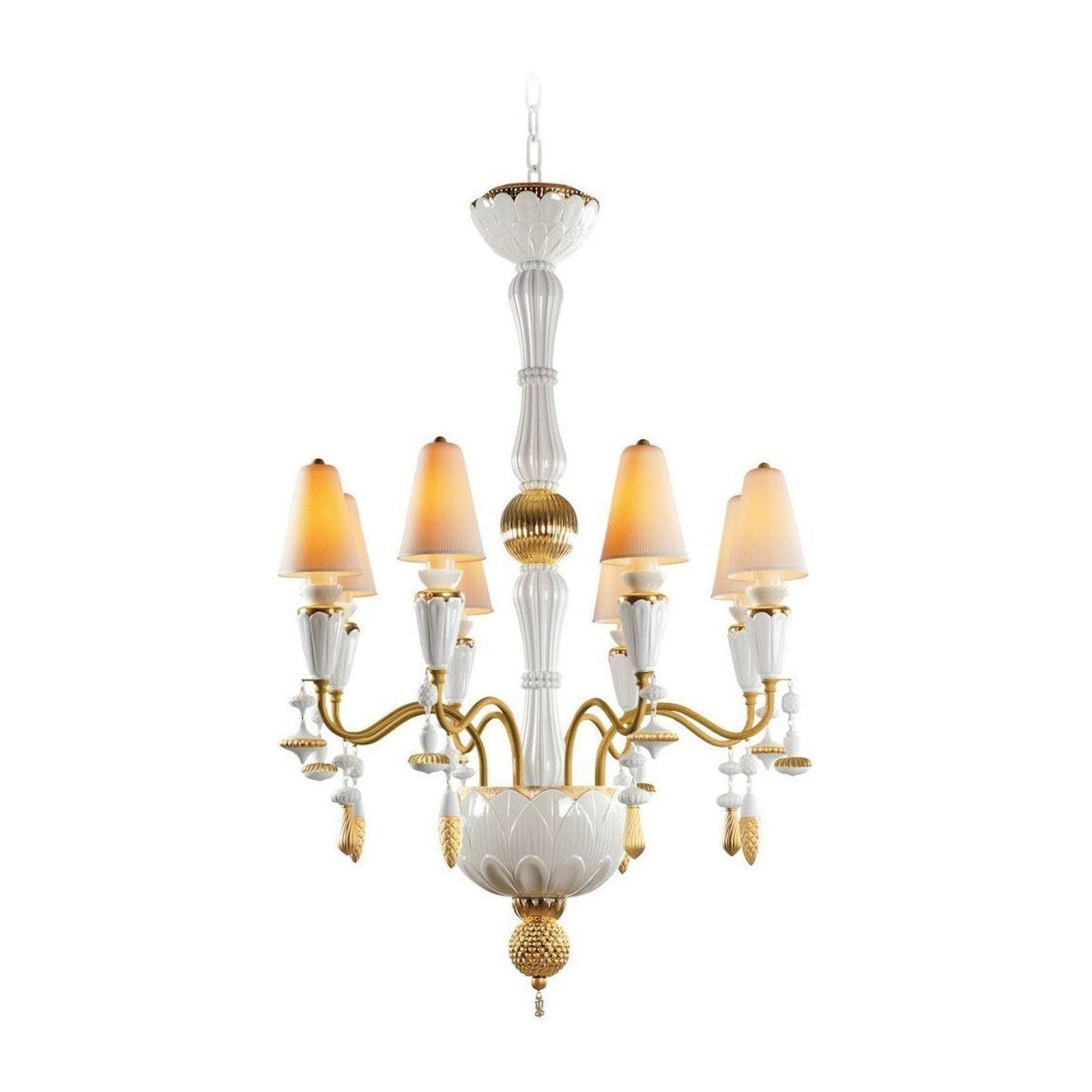 Lladro Ivy and Seed 8 Lights Chandelier Flat Model US