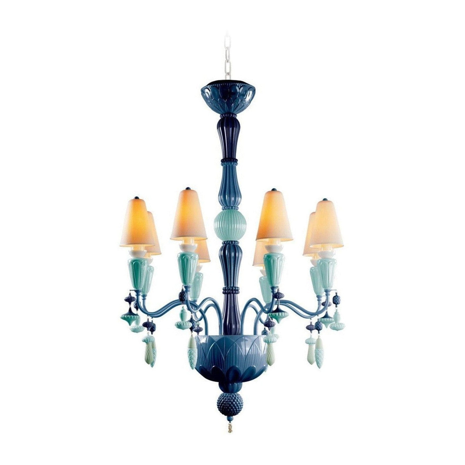 Lladro Ivy and Seed 8 Lights Chandelier Flat Model US