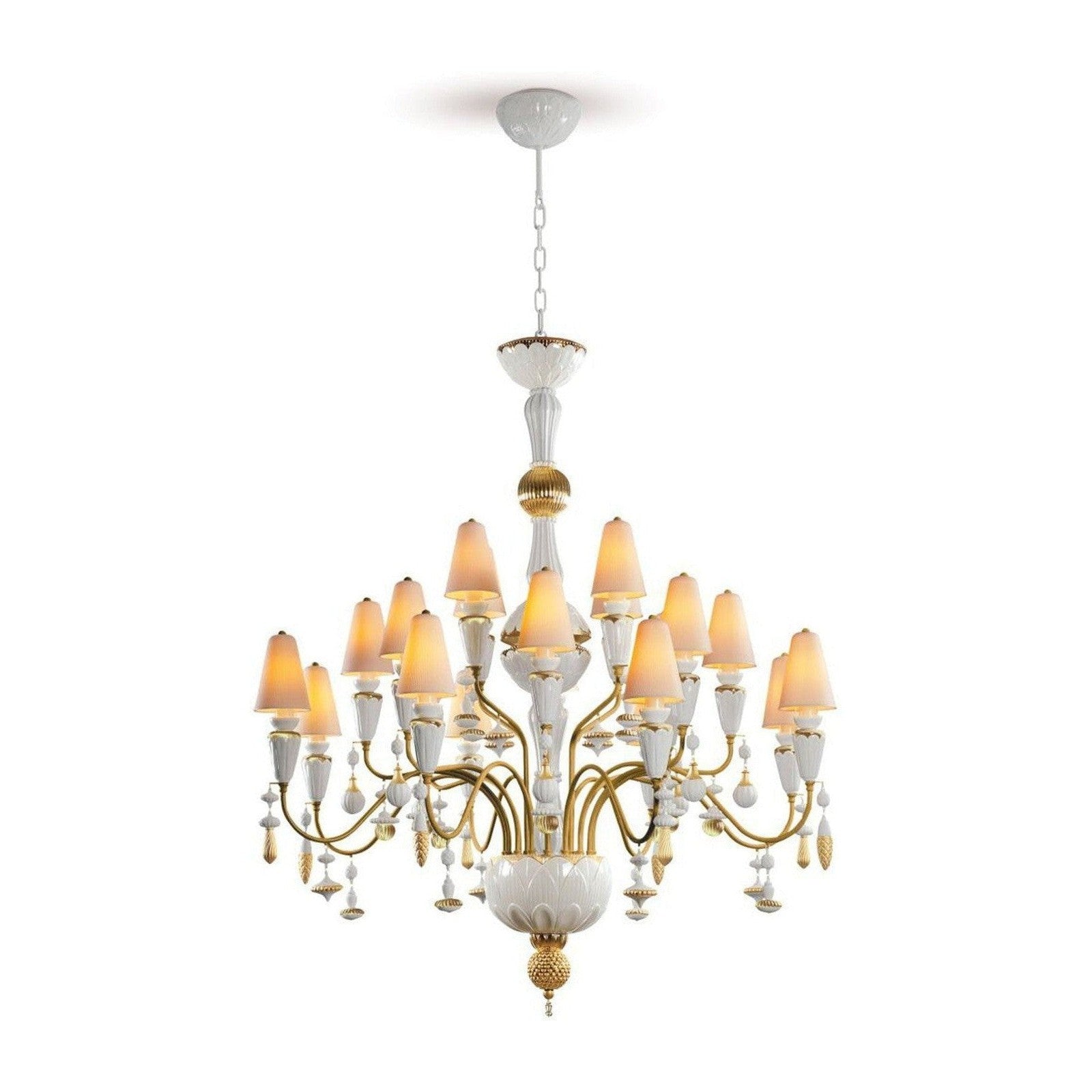 Lladro Ivy and Seed 20 Lights Chandelier Flat Model US - Medium