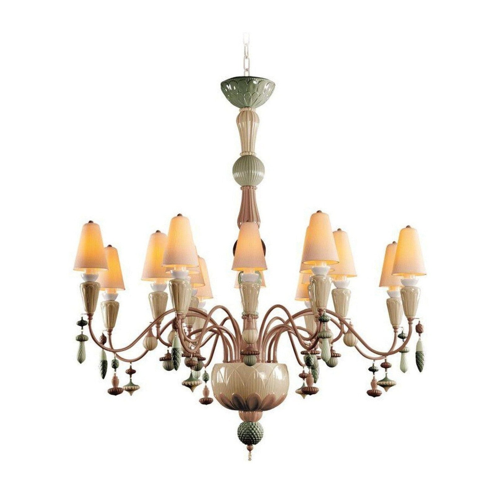 Lladro Ivy and Seed 16 Lights Chandelier Flat Model US