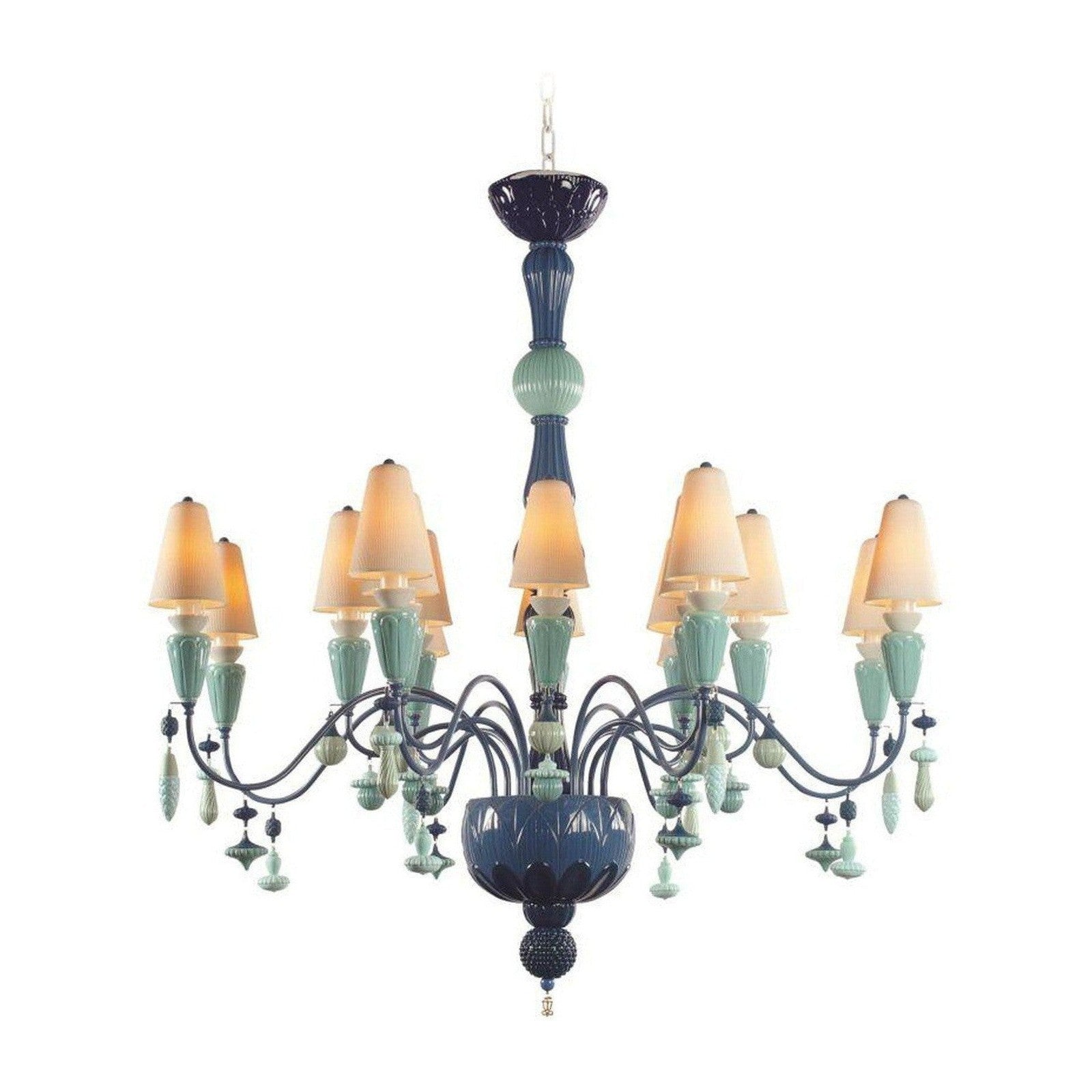 Lladro Ivy and Seed 16 Lights Chandelier Flat Model US