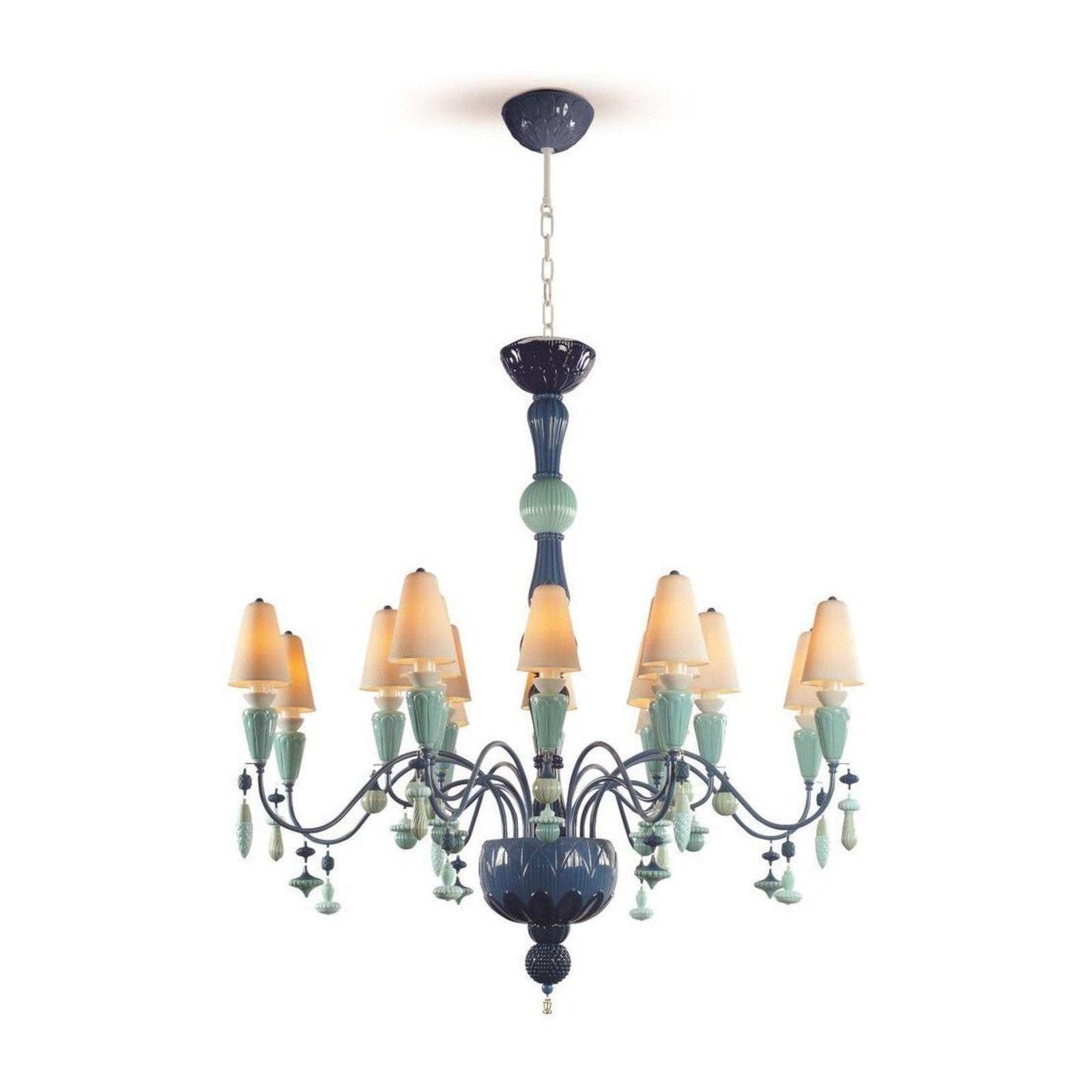 Lladro Ivy and Seed 16 Lights Chandelier Flat Model US