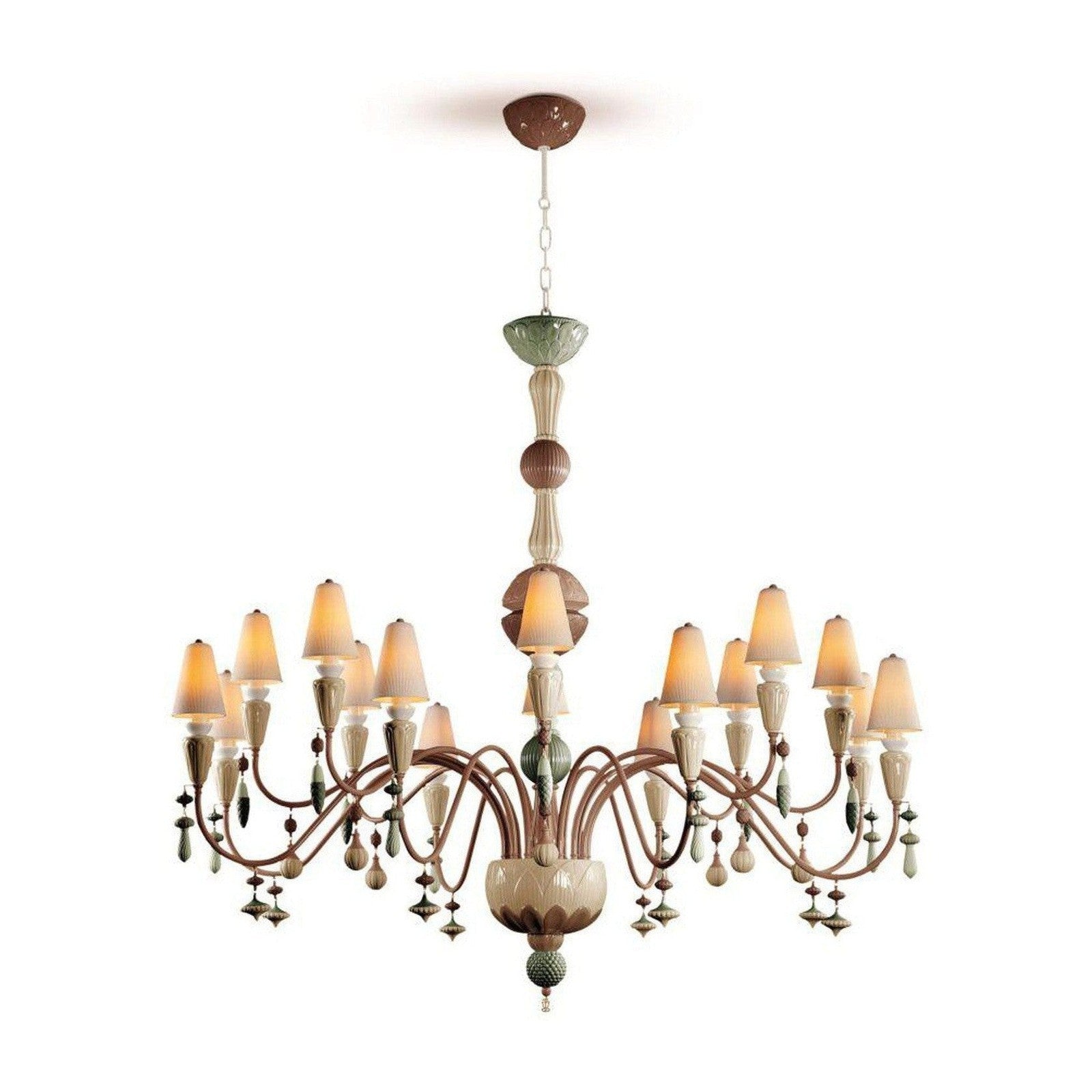 Lladro Ivy and Seed 16 Lights Chandelier Flat Model US