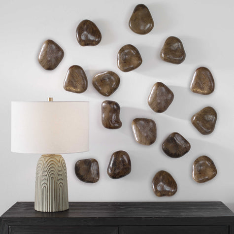 Uttermost Pebbles Wood Wall Decor - Set of 9