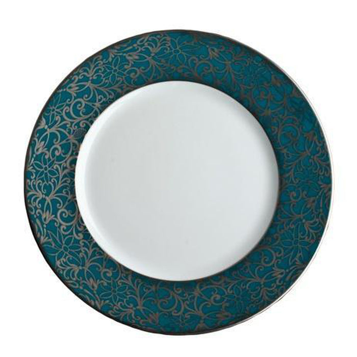 Raynaud Salamanque Platinum Turquoise Salad Cake Plate