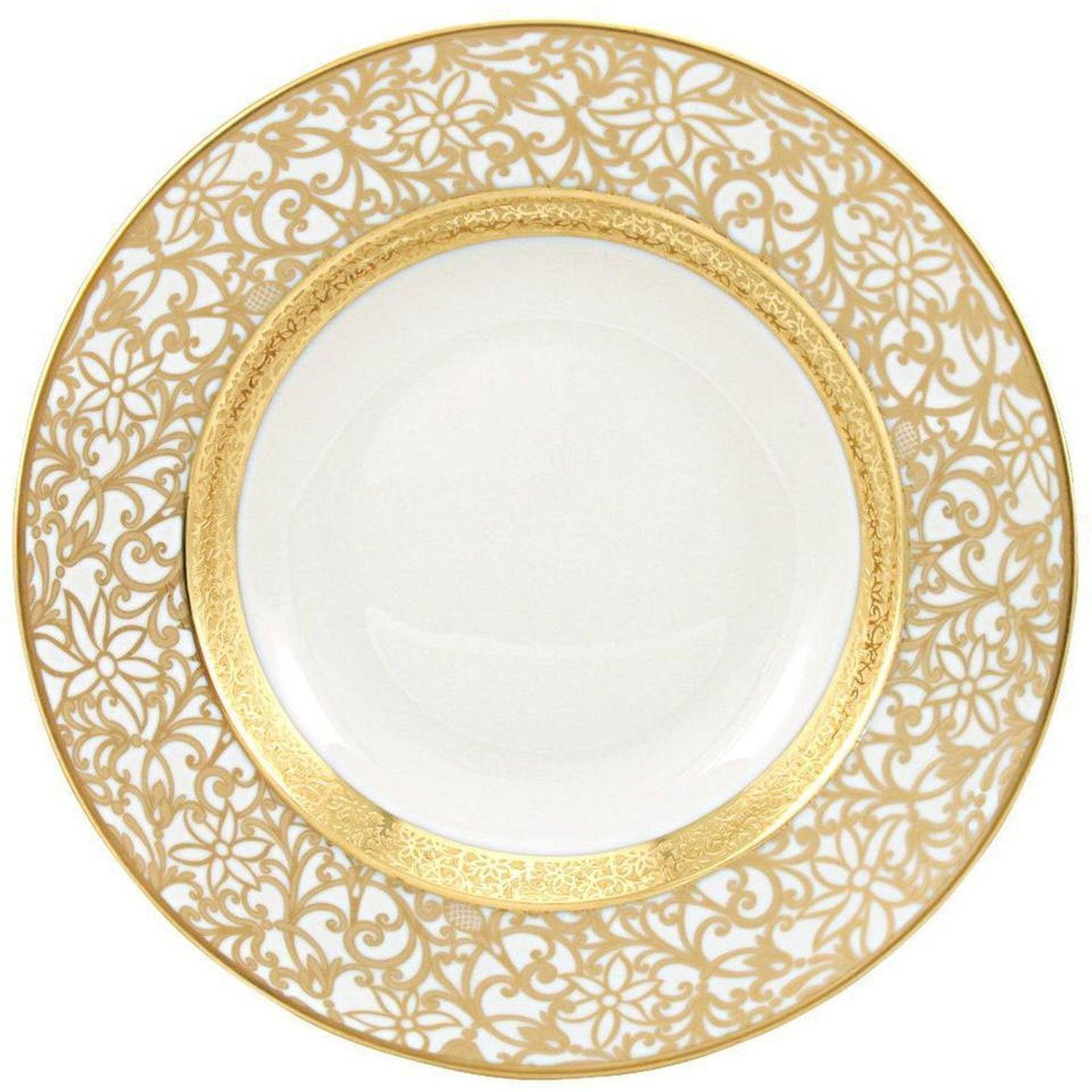 Raynaud Tolede Or/Gold White French Rim Soup Plate