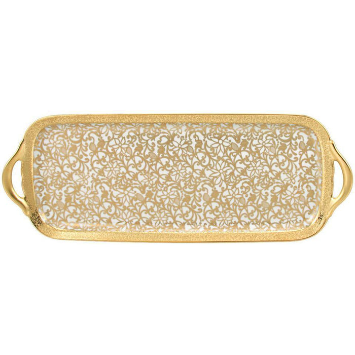 Raynaud Tolede Or/Gold White Long Cake Plate