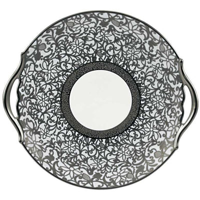 Raynaud Tolede Platinum White Cake Dish With Hands