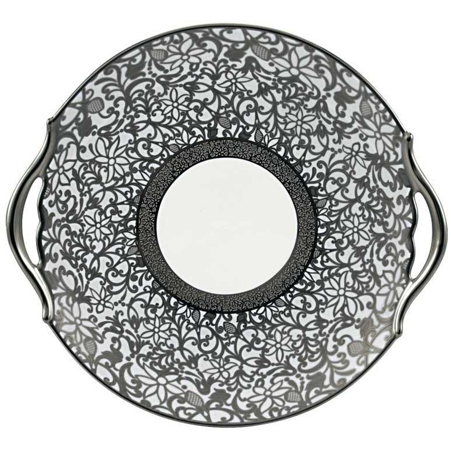 Raynaud Tolede Platinum White Cake Dish With Hands