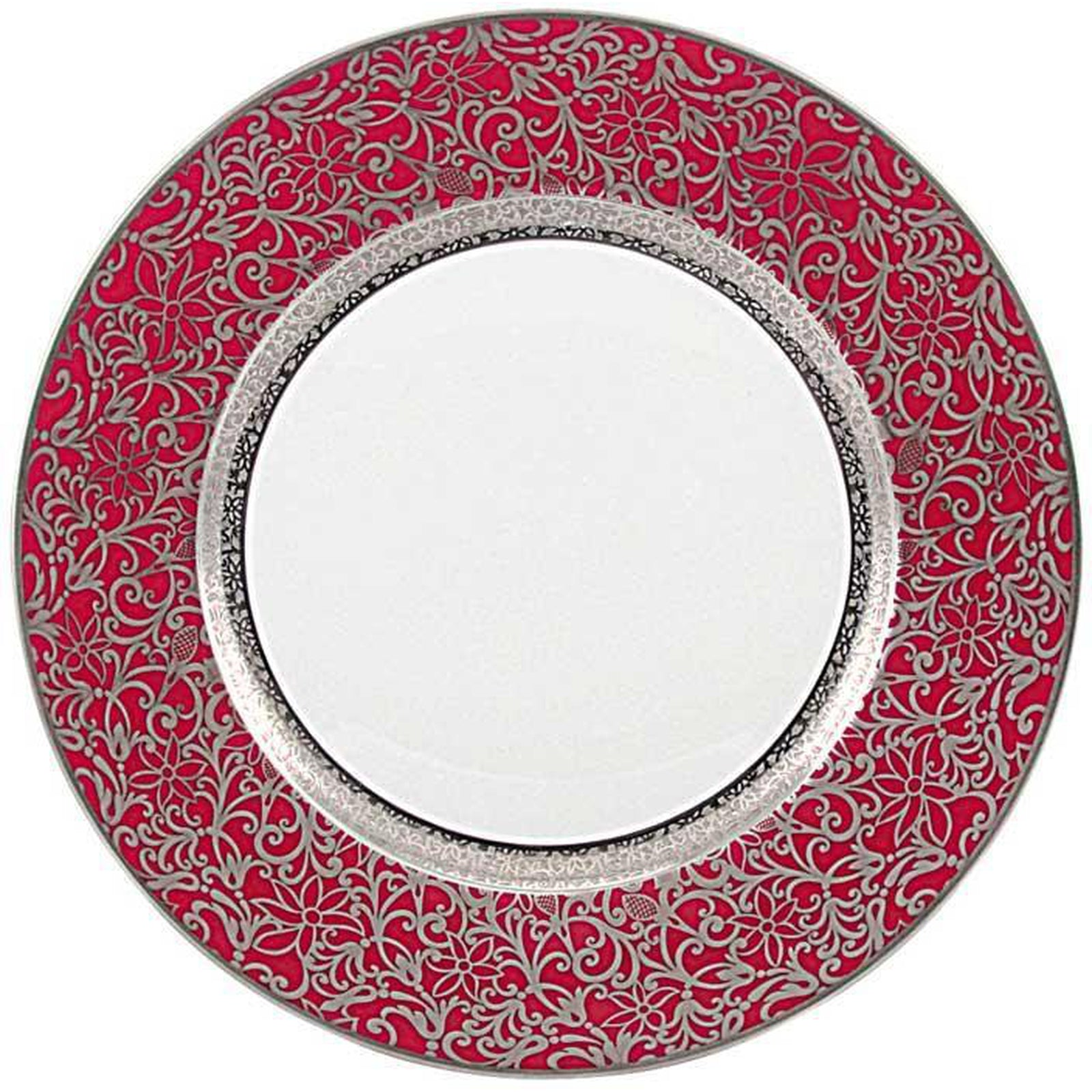 Raynaud Tolede Platinum Red Salad Cake Plate