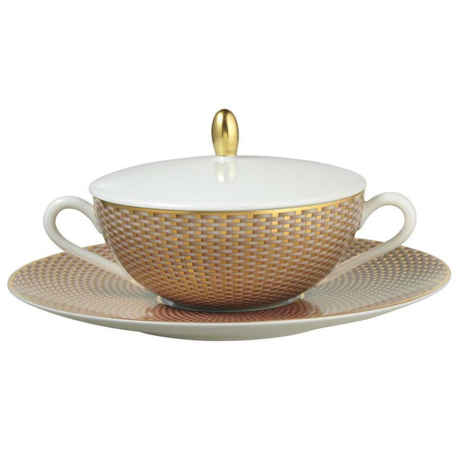 Raynaud Tresor Beige Motif N°1 Cover For Cream Soup Cup Beige Or Orange
