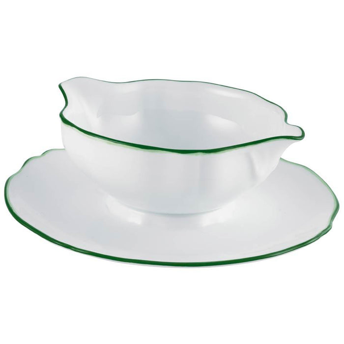 Raynaud Touraine Double Filet Vert Sauce Boat And Stand