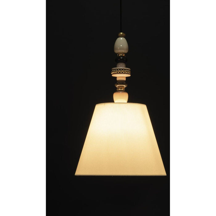 Lladro Firefly Ceiling Lamp Pink and Golden Luster US