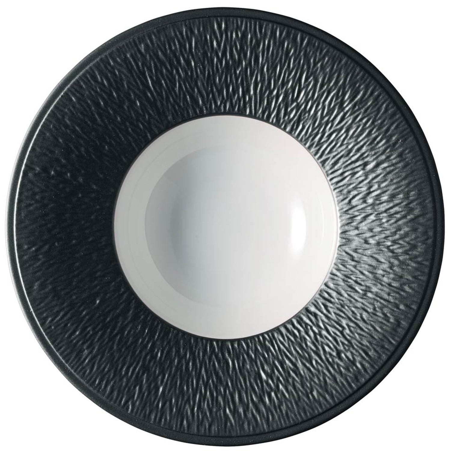 Raynaud Mineral Irise Black Rim Soup 8.9"