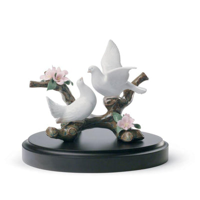 Lladro Doves on A Cherry Tree Figurine