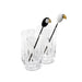 Lladro Toucan 2 Tall Crystal Glasses with 2 Stirrers Set Golden Luster