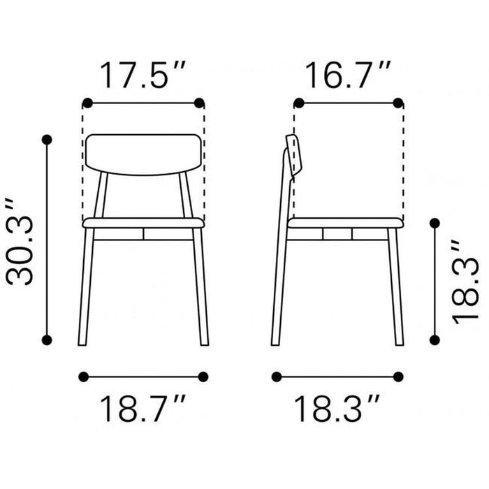 Zuo Newman Dining Chair Walnut - Set of 2