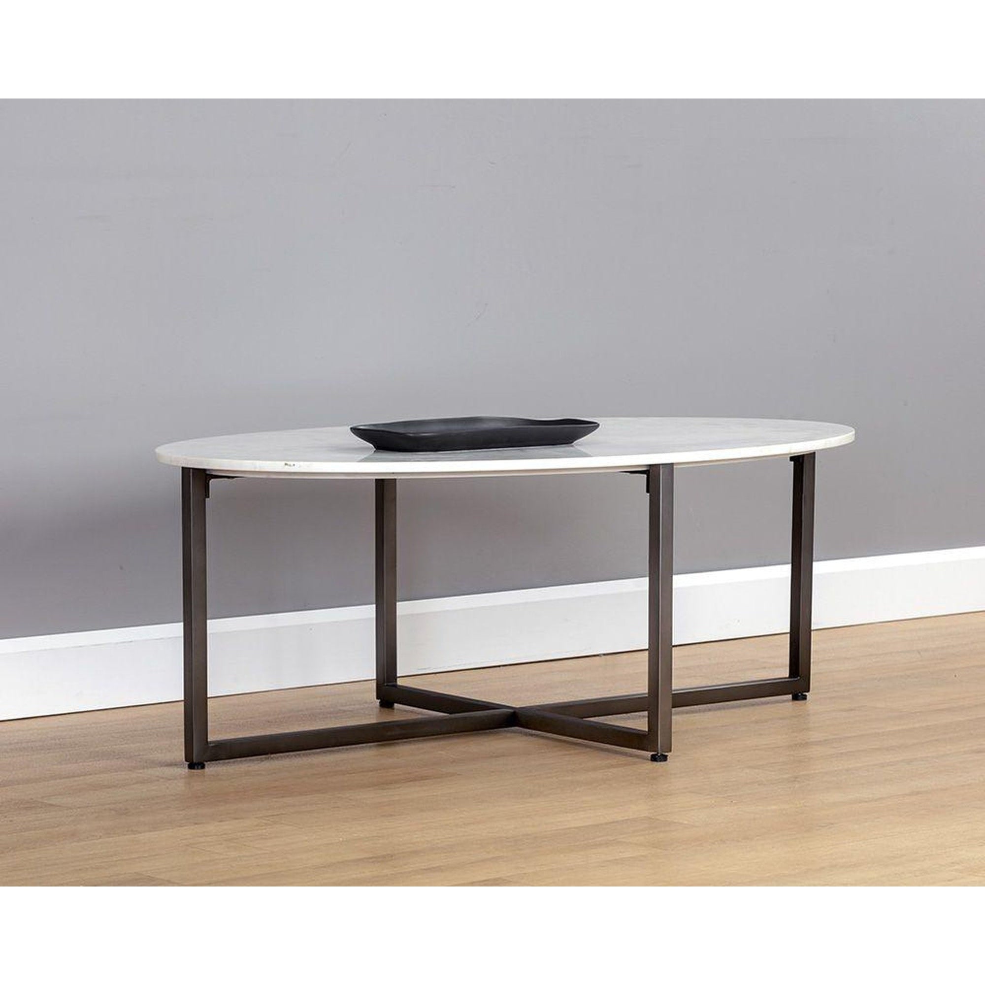 Sunpan Kiara Coffee Table - Gun Metal - White Marble