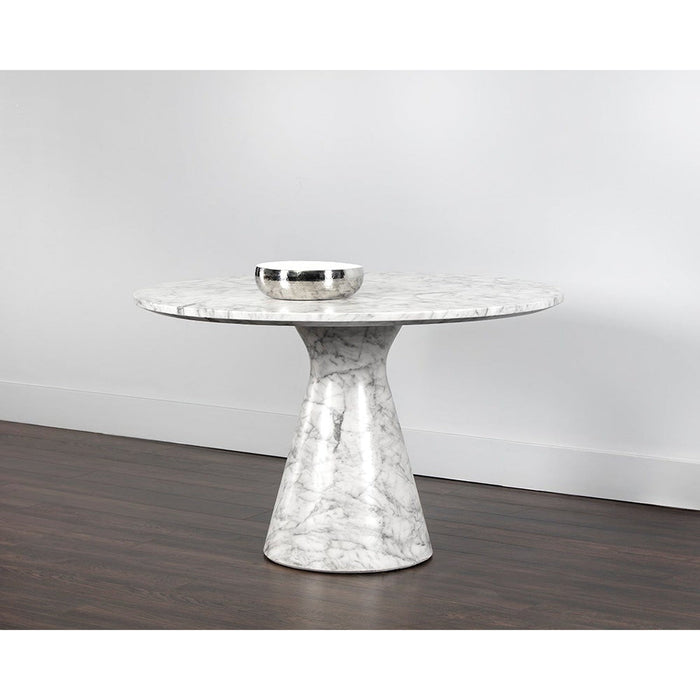 Sunpan Shelburne Dining Table Marble Look White - 47"