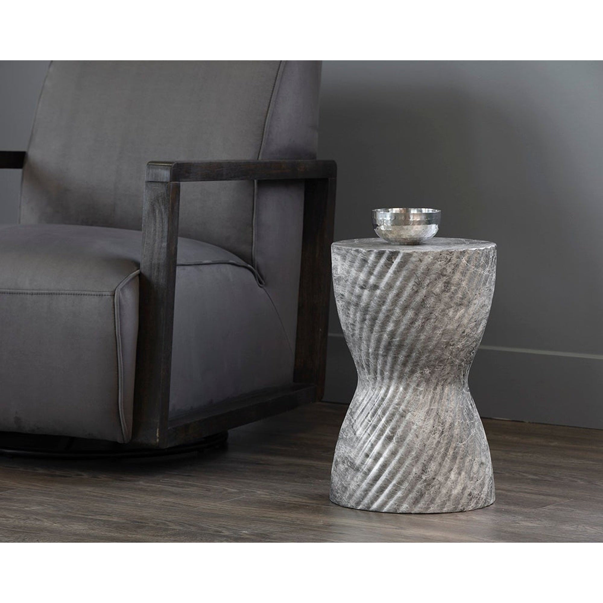 Sunpan Cara End Table Marble Look