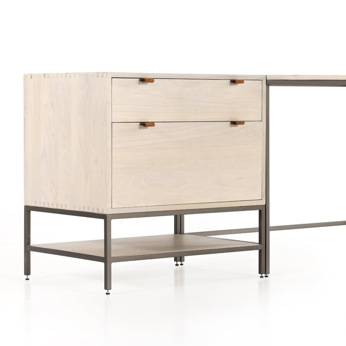 Four Hands Trey L-Shaped Desk System With Filing Cabinet