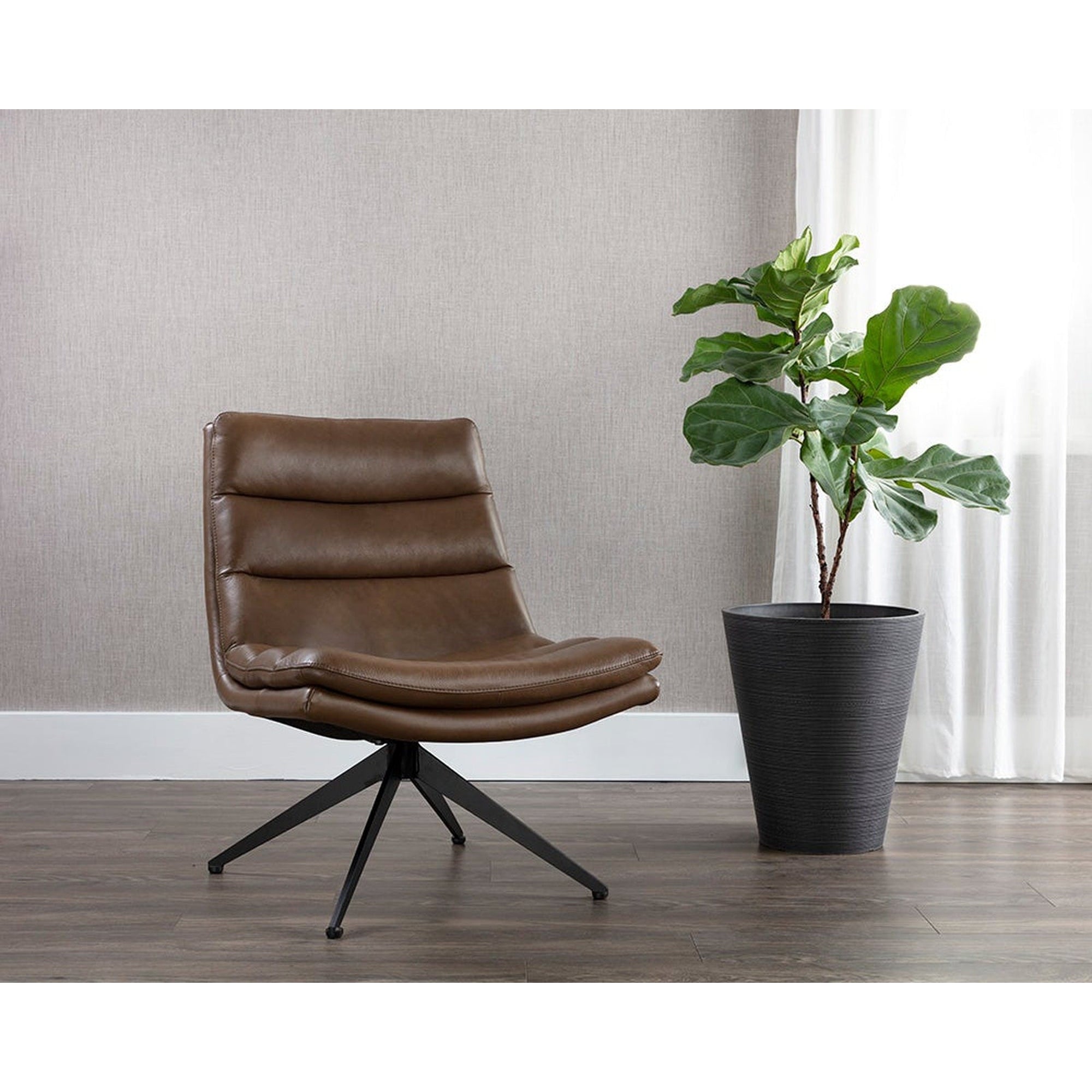Sunpan Keller Swivel Lounge Chair - Missouri Mahogany Leather