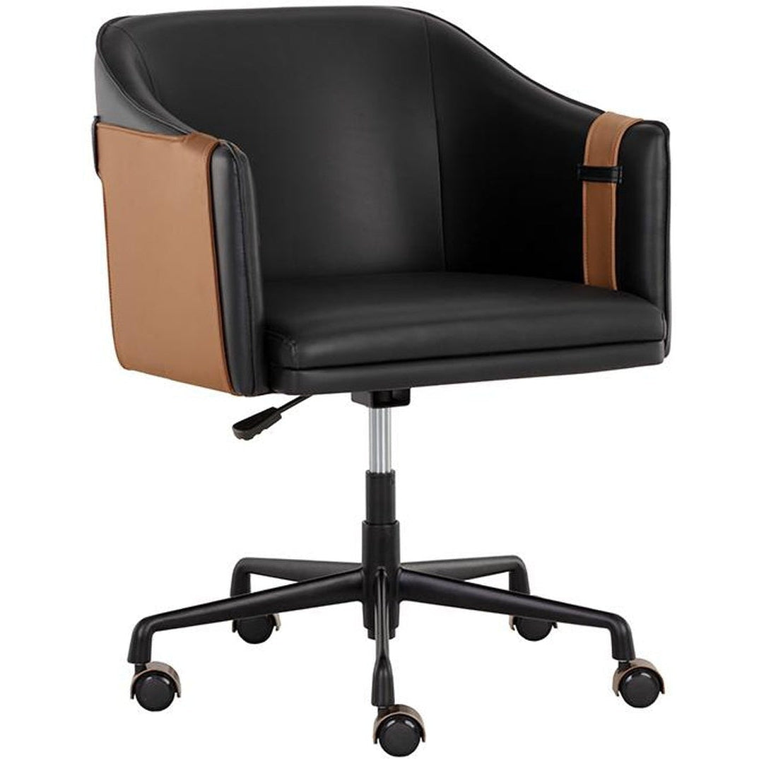 Sunpan Carter Office Chair - Napa Black / Napa Cognac