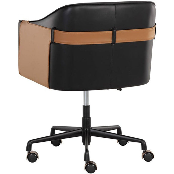 Sunpan Carter Office Chair - Napa Black / Napa Cognac