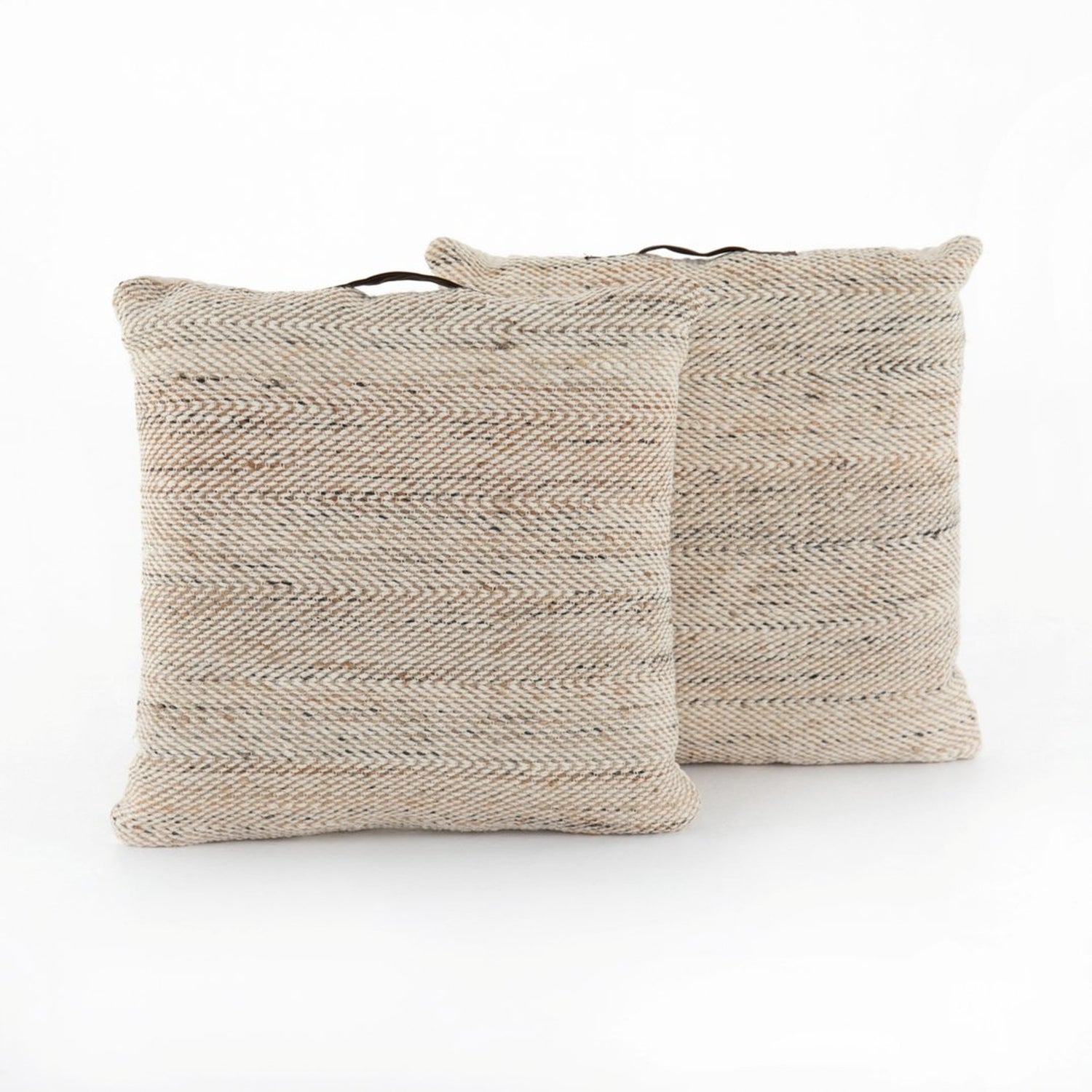 Neema Pouf-Heathered Wool-Nat, Blk