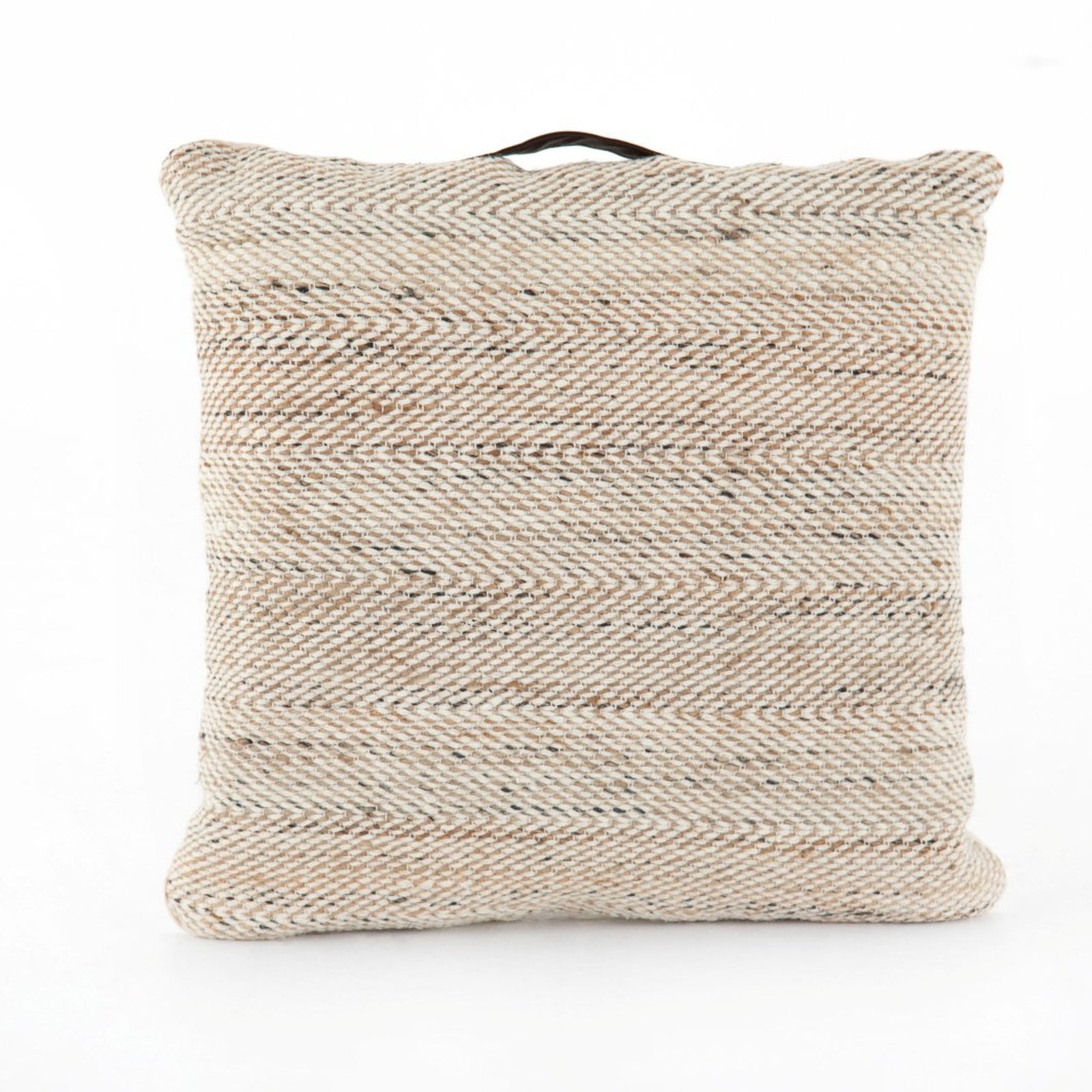 Neema Pouf-Heathered Wool-Nat, Blk