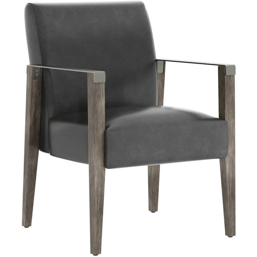 Sunpan Earl Dining Armchair - Ash Grey - Brentwood Charcoal Leather