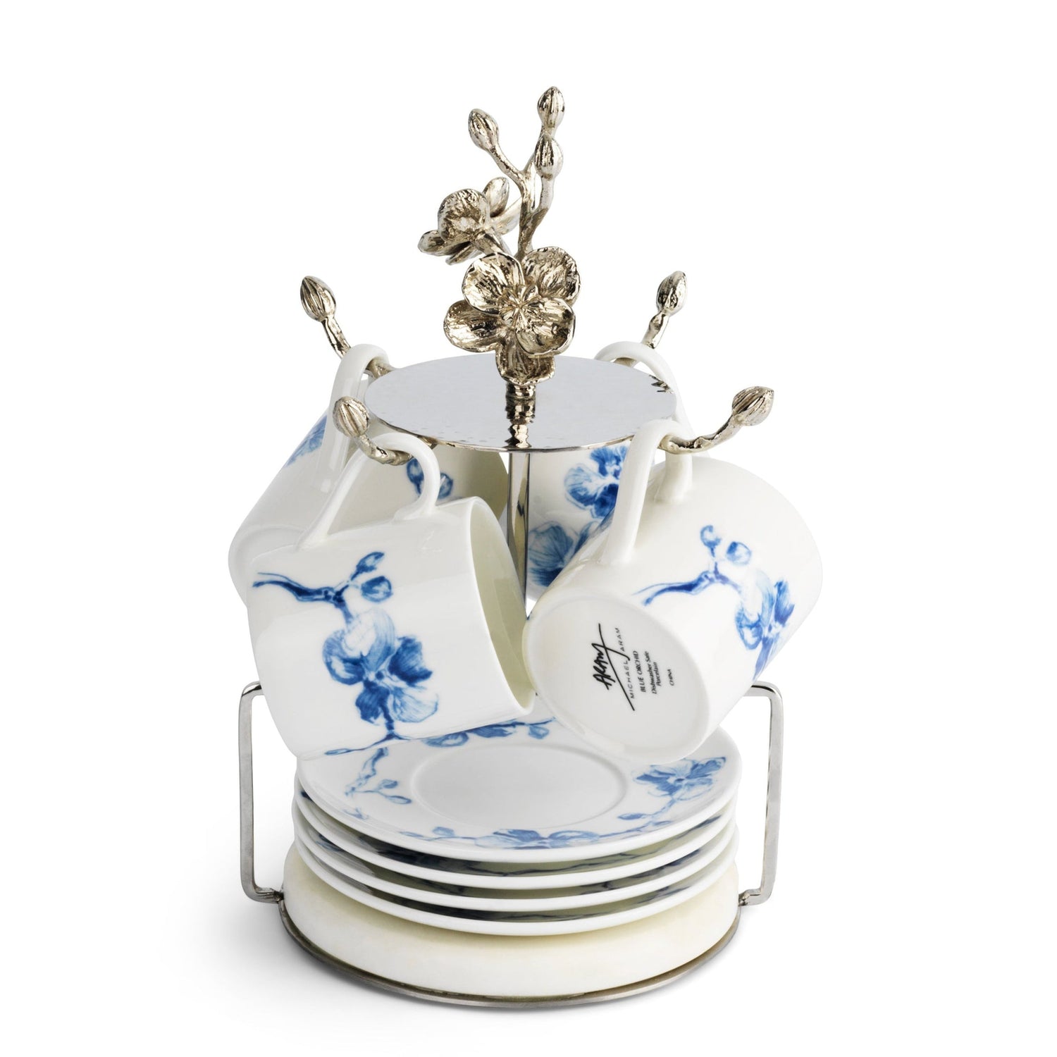 Michael Aram Blue Orchid Demitasse Set with Stand