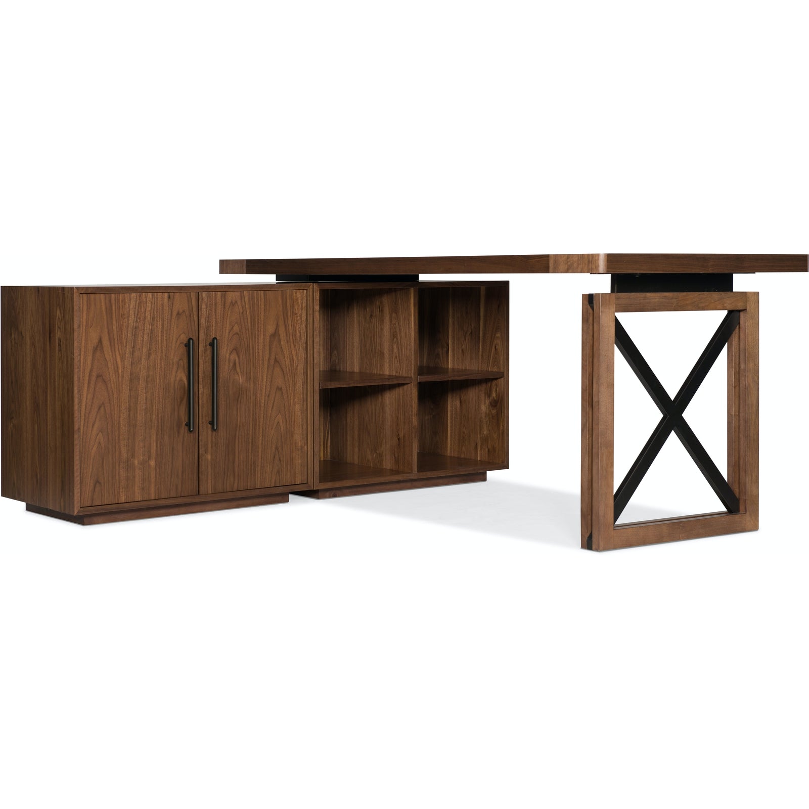 Hooker Furniture Elon Desk with Two-Door Cabinet and Short Bookcase