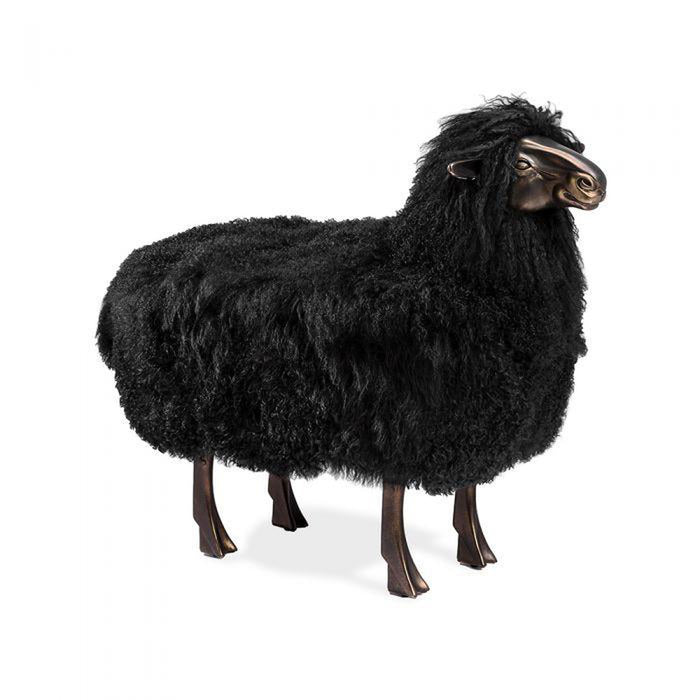 Interlude Home Leon Sheep Sculpture - Black