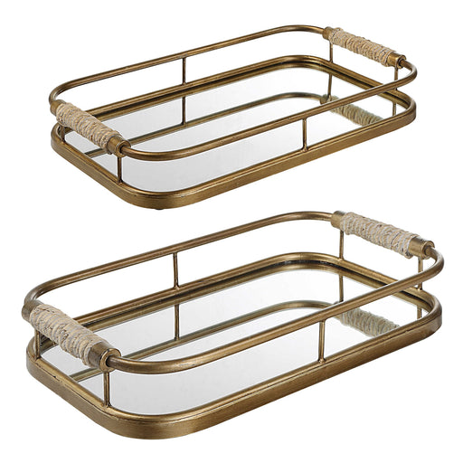 Uttermost Rosea Brushed Gold Trays - Set of 2