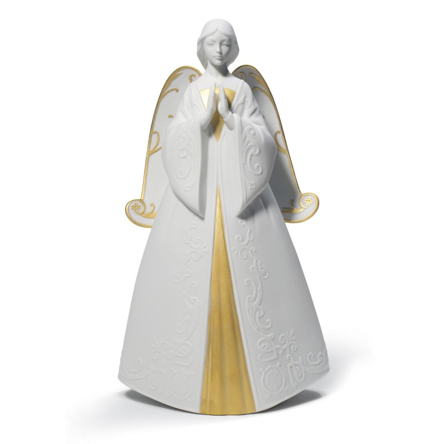 Lladro Praying Cantata Angel Christmas Ornament Golden Lustre