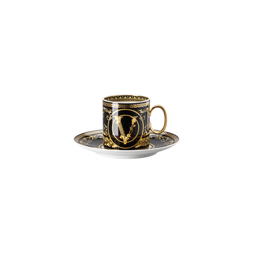 Versace Virtus Gala Coffee Cup & Saucer in Black