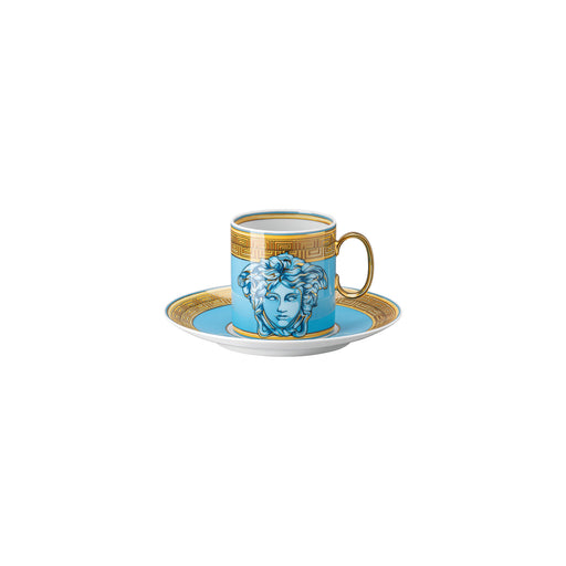 Versace Medusa Amplified Coffee Cup & Saucer in Blue Coin