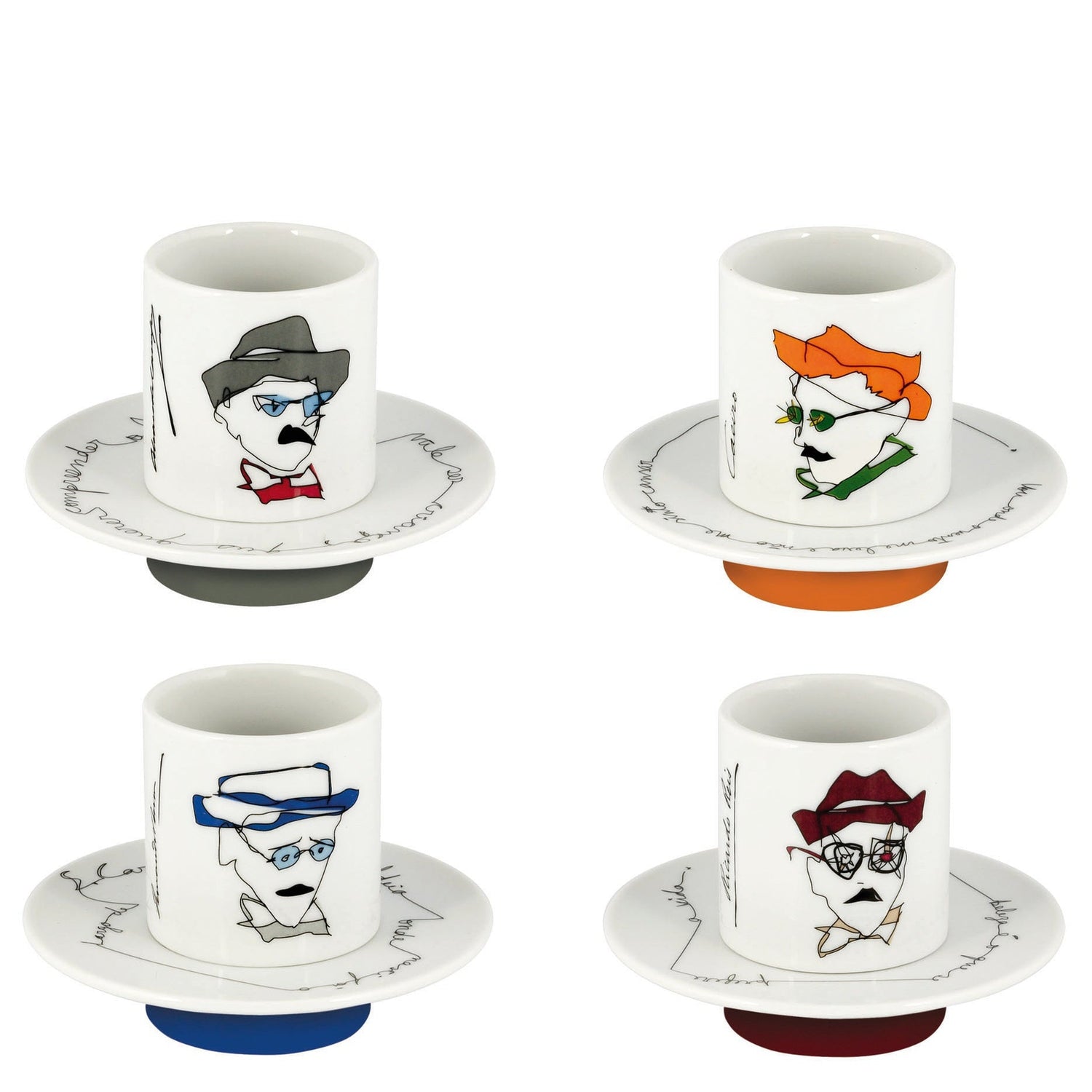 Vista Alegre Heteronimos Coffee Cups & Saucers By Catarina Pestana - Set of 4