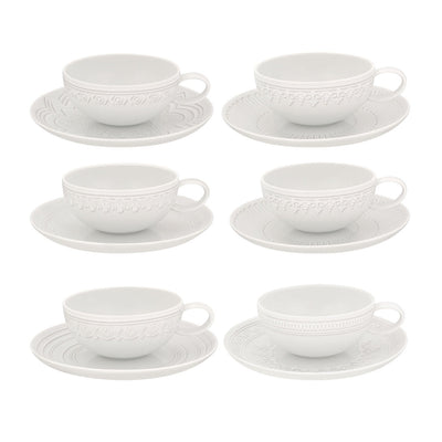 Vista Alegre Ornament Tea Cup & Saucer By Sam Baron - Set of 6