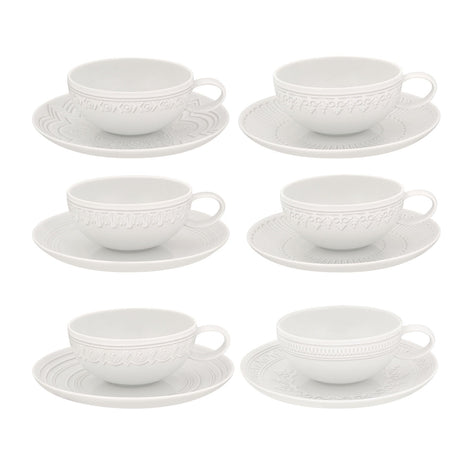 Vista Alegre Ornament Tea Cup & Saucer By Sam Baron - Set of 6