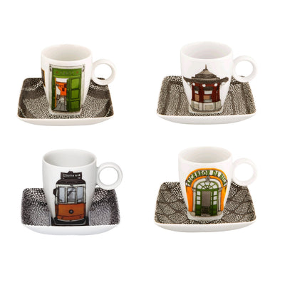 Vista Alegre Alma De Lisboa Cups & Saucers By Beatriz Lamanna - Set of 4