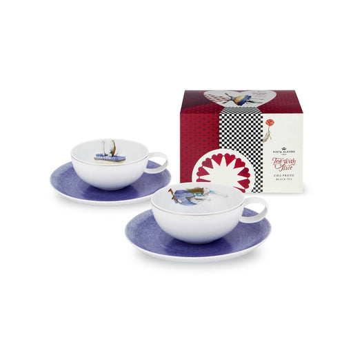 Vista Alegre Tea with Alice Tea Cup & Saucer + Tea Bag Gift Box By Teresa Lima - Set of 2